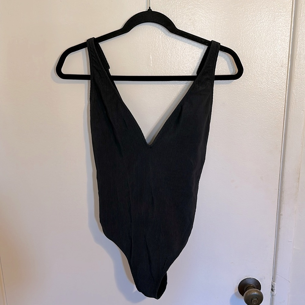 Ribbed black one piece swimsuit Abercrombie & Fitch